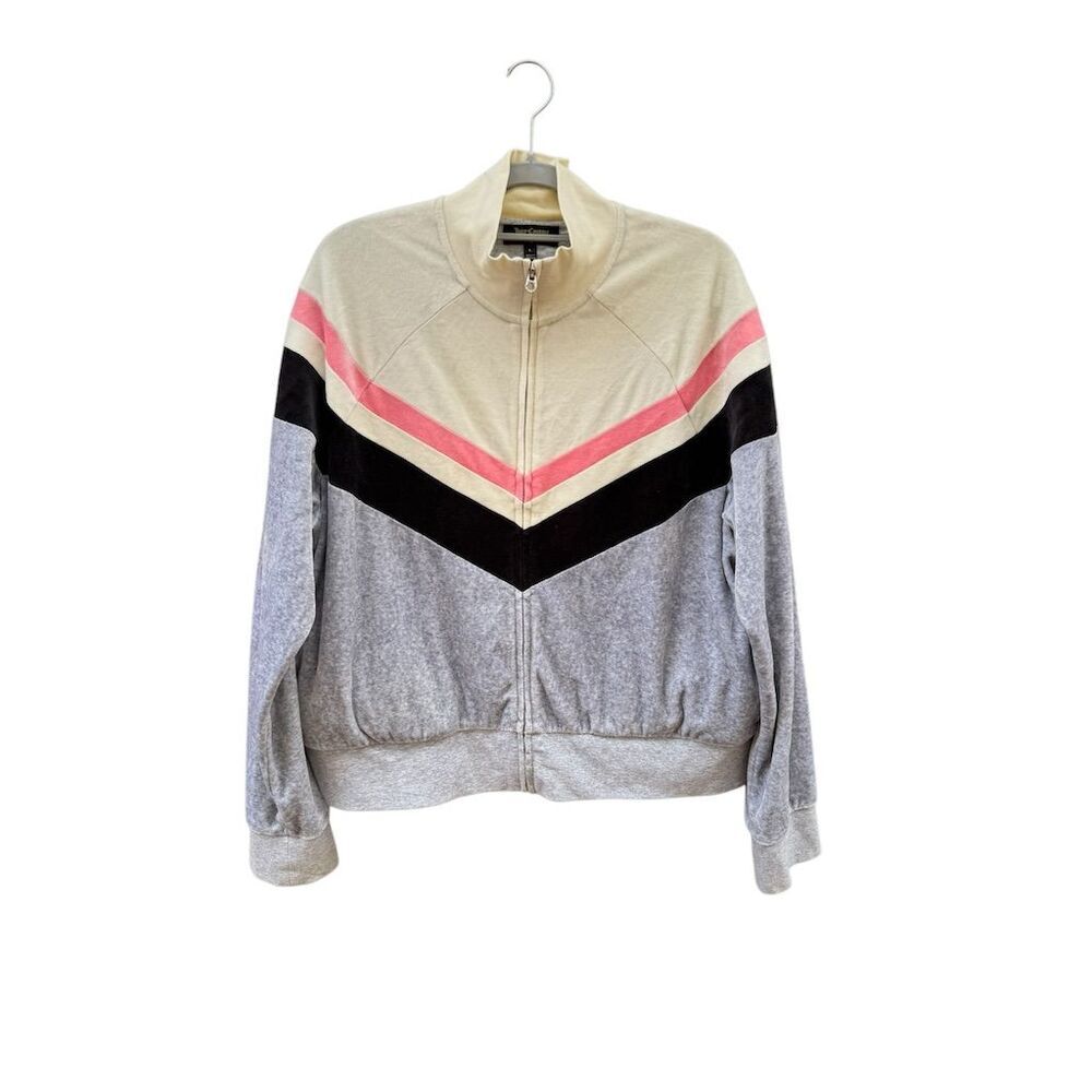 Juicy Couture Women's Velour Track Jacket Size L Multicolor Full Zip Casual​